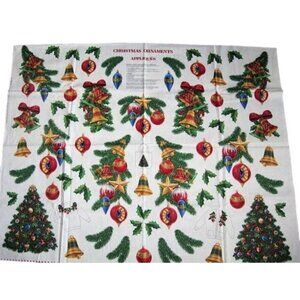 Christmas Ornaments Appliqués Fabric By Cranston Print 100% Cotton Made In USA